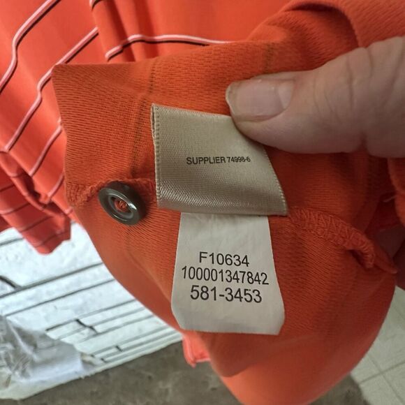 The Foundry Shirt Men's 2XLT Orange Striped Pima Cotton Quick Dri Comfort Golf - Picture 7 of 8